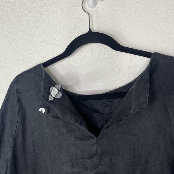 Souq Black Linen Blouse Size M pullover, Lagenlook, Boho, breathable, comfort - Picture 6 of 8